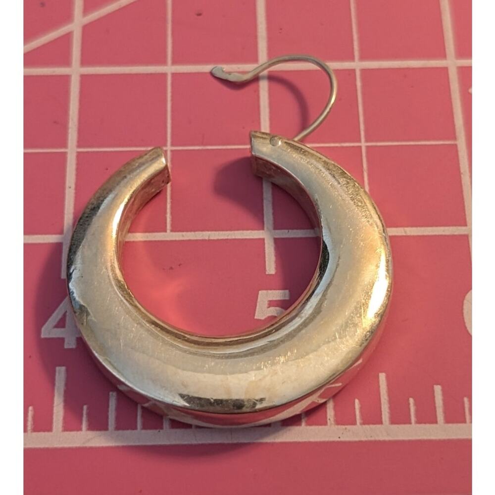 Vtg. Marked Mexico 950 Sterling Silver Basket Hook hick Gypsy Hoop Earrings 18g - Picture 5 of 8